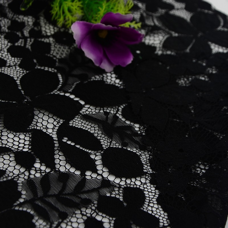 Black Floral Lace, Fabric By The Yard, Black Lace Fabric