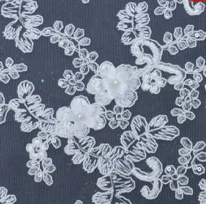 cord embroidery+3d flowers
